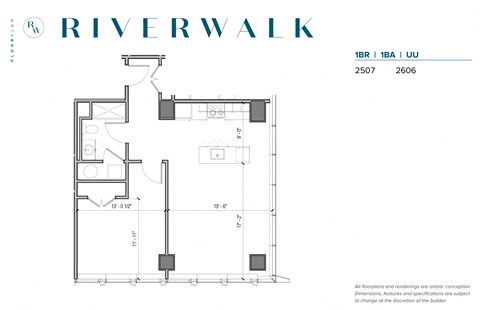 Floor plan for 1 bed, 1 bath, 808 sqft